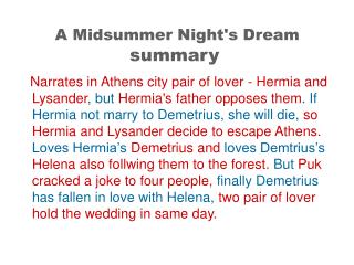 A Midsummer Night's Dream summary