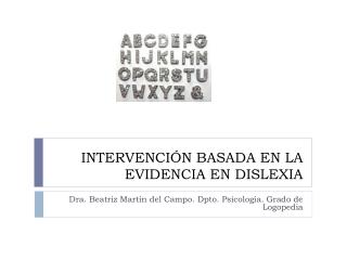 INTERVENCIÓN BASADA EN LA EVIDENCIA EN DISLEXIA
