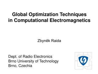 Global Optimization Techniques in Computational Electromagnetics
