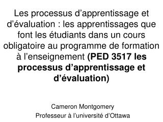Cameron Montgomery Professeur à l’université d’Ottawa