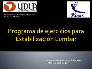 Programa de ejercicios para E stabilización Lumbar