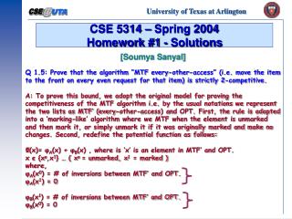 CSE 5314 – Spring 2004 Homework #1 - Solutions