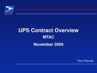 UPS Contract Overview