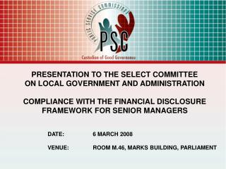 DATE:		6 MARCH 2008 VENUE: 	ROOM M.46, MARKS BUILDING, PARLIAMENT