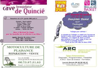 3 èm e Journée N2 poule A « 3 ème tour aller » Beaujolais Basket reçoit Toulouges 05/10/2013