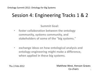 Session 4: Engineering Tracks 1 &amp; 2