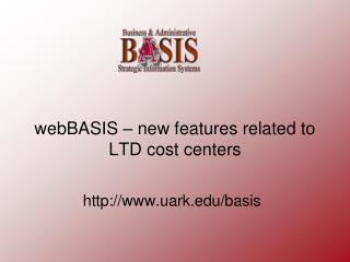 webBASIS – new features related to LTD cost centers