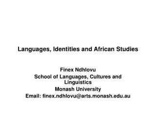 Languages, Identities and African Studies