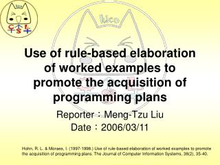 Use of rule-based elaboration of worked examples to promote the acquisition of programming plans