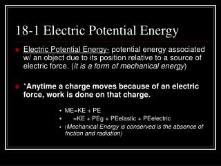 18-1 Electric Potential Energy