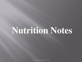 Nutrition Notes