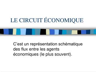 LE CIRCUIT ÉCONOMIQUE