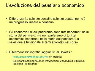 L’evoluzione del pensiero economico