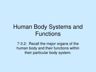 Human Body Systems and Functions