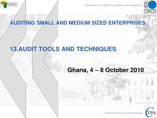 AUDITING SMALL AND MEDIUM SIZED ENTERPRISES 13.AUDIT TOOLS AND TECHNIQUES