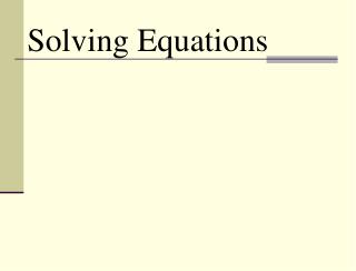 Solving Equations