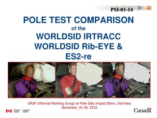 POLE TEST COMPARISON of the WORLDSID IRTRACC WORLDSID Rib-EYE &amp; ES2-re
