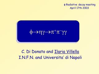 C. Di Donato and Ilaria Villella I.N.F.N. and Universita’ di Napoli