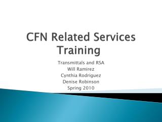 CFN Related Services Training