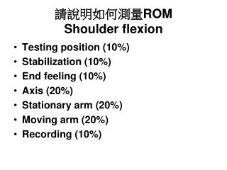 請說明如何測量 ROM Shoulder flexion