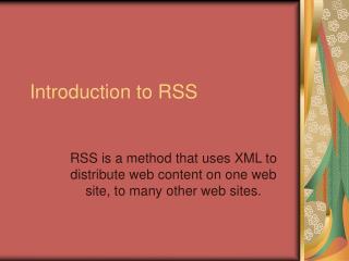 Introduction to RSS