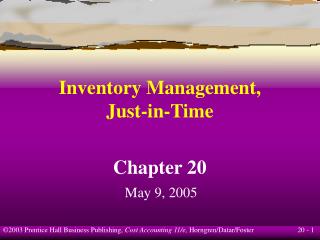 Inventory Management, Just-in-Time