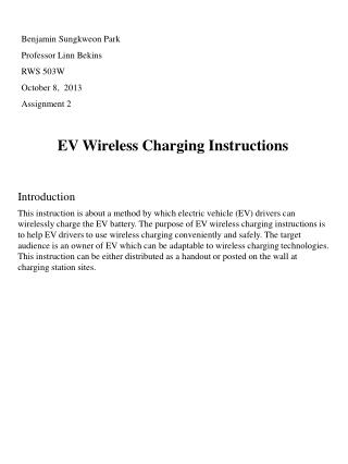 EV Wireless Charging Instructions