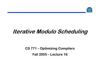 Iterative Modulo Scheduling