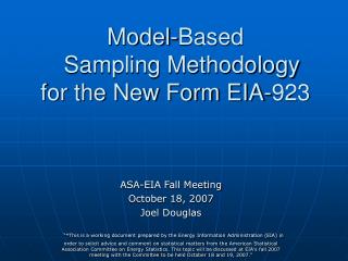 Model-Based Sampling Methodology for the New Form EIA-923