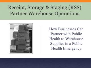 Receipt, Storage &amp; Staging (RSS) Partner Warehouse Operations