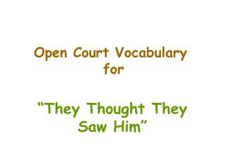 Open Court Vocabulary for