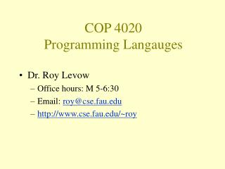 COP 4020 Programming Langauges