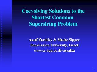 Coevolving Solutions to the Shortest Common Superstring Problem