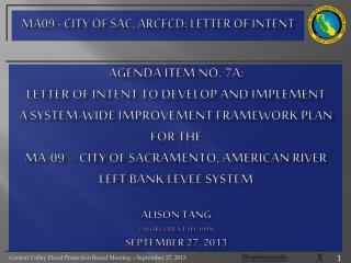 MA09 - City of Sac, ARCFCD: letter of intent