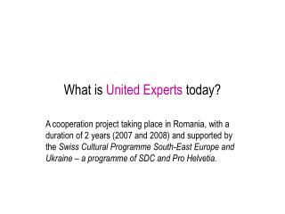 What is United Experts today ?
