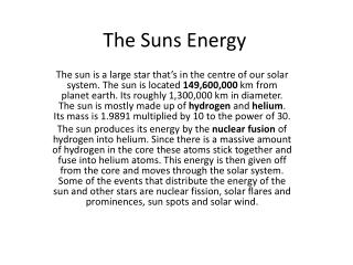 The Suns Energy