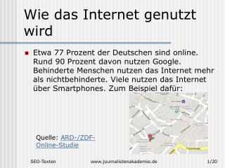 Wie das Internet genutzt wird