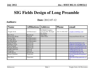 SIG Fields Design of Long Preamble