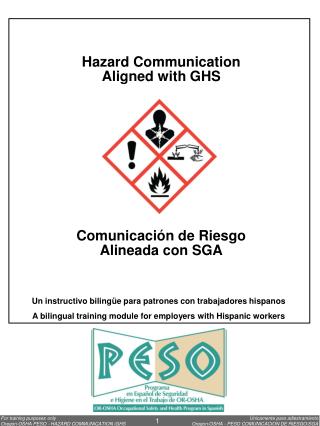 Hazard Communication Aligned with GHS Comunicación de Riesgo Alineada con SGA