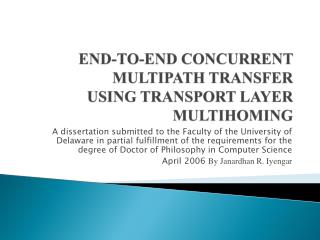 END-TO-END CONCURRENT MULTIPATH TRANSFER USING TRANSPORT LAYER MULTIHOMING