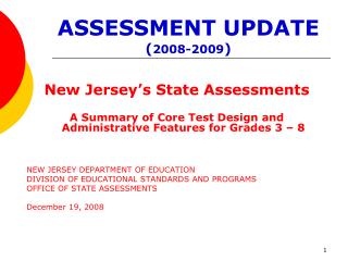 ASSESSMENT UPDATE ( 2008-2009 )