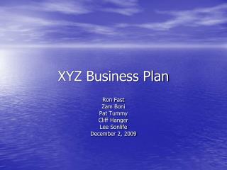 XYZ Business Plan