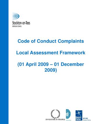 Code of Conduct Complaints Local Assessment Framework (01 April 2009 – 01 December 2009)