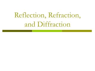 Reflection, Refraction, and Diffraction