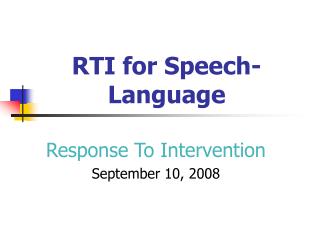 RTI for Speech-Language