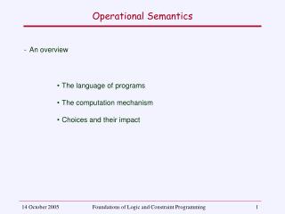 Operational Semantics