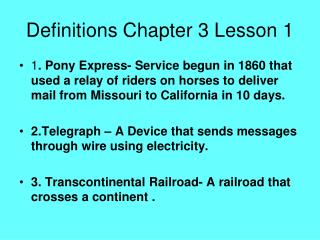 Definitions Chapter 3 Lesson 1