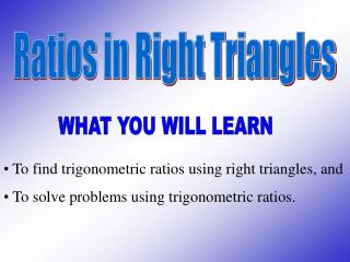 Ratios in Right Triangles