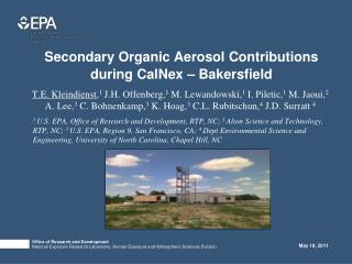 Secondary Organic Aerosol Contributions during CalNex – Bakersfield