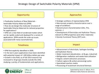Strategic Design of Switchable Polarity Materials (SPM )